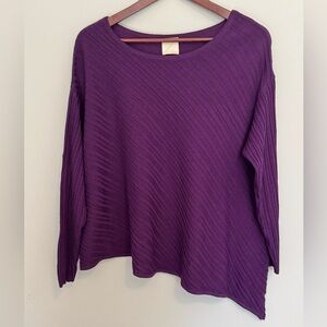 Kerisma Women’s Long Sleeve Purple Top Blouse Asymmetrical Ribbed Size S/M